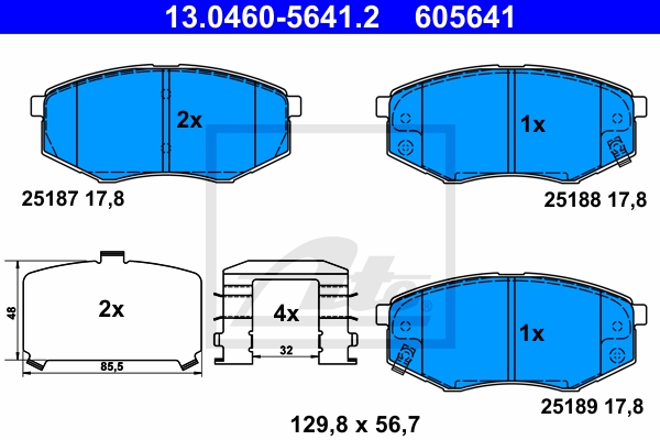 ATE Bremsensatz, Scheibenbremse sg00000d67 Hinterachse Voll 258mm 10mm für HYUNDAI KIA