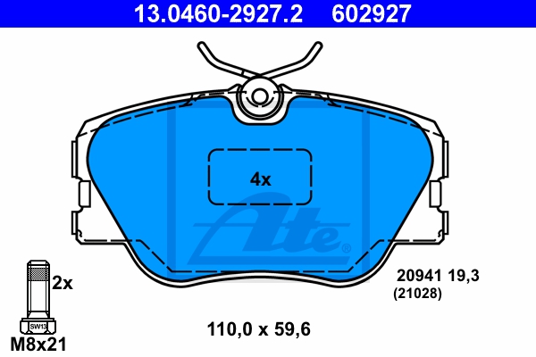 ATE Bremsensatz, Scheibenbremse sg00000d6v Hinterachse Voll 284mm 9mm für MERCEDES-BENZ