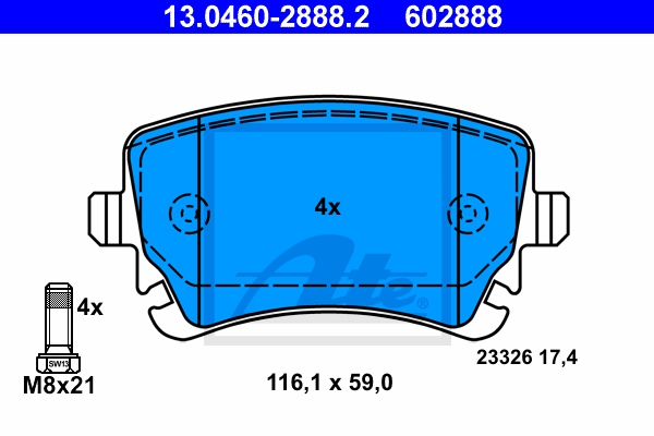 ATE Bremsensatz, Scheibenbremse sg00000d9w Hinterachse belüftet 321mm 30mm für VAG SEAT
