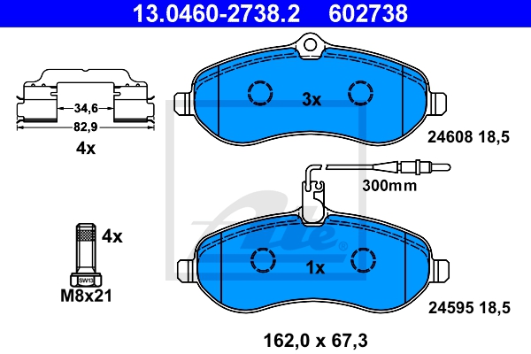 ATE Bremsensatz, Scheibenbremse sg00000daf Hinterachse Voll 280mm 14mm für PEUGEOT CITROËN FIAT TOYOTA