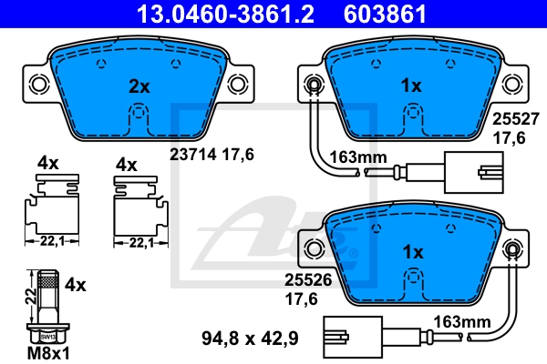 ATE Bremsensatz, Scheibenbremse sg00000dcj Hinterachse Voll 251mm 10mm für FIAT
