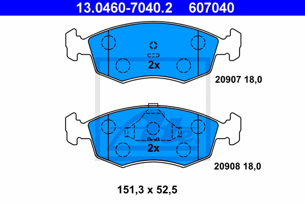 ATE Bremsensatz, Scheibenbremse sg00000ddw Vorderachse Voll 253mm 24mm für FORD