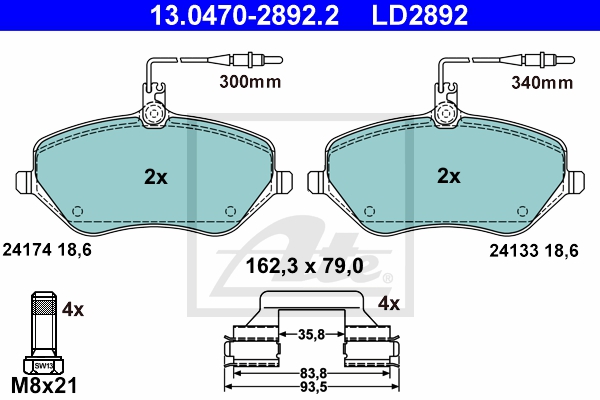 ATE Bremsensatz, Scheibenbremse sg00000ddz Vorderachse Voll 330mm 30mm für PEUGEOT CITROËN