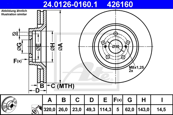 ATE Bremsensatz, Scheibenbremse sg00000det Hinterachse Voll 290mm 11mm für TOYOTA