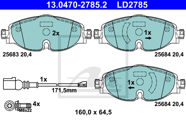 ATE Bremsensatz, Scheibenbremse sg00000dfe Vorderachse belüftet 272mm 9mm für SKODA VAG SEAT