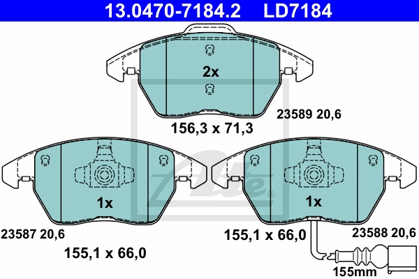 ATE Bremsensatz, Scheibenbremse sg00000dg3 Vorderachse Voll 230mm 9mm für PEUGEOT CITROËN VAG SEAT SKODA