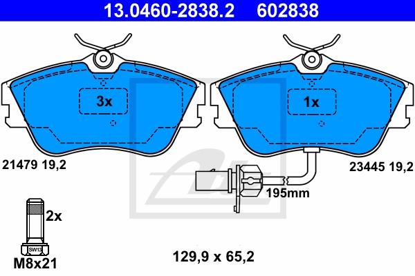 ATE Bremsensatz, Scheibenbremse sg00000dgh Vorderachse Voll 294mm 13mm für FORD VAG