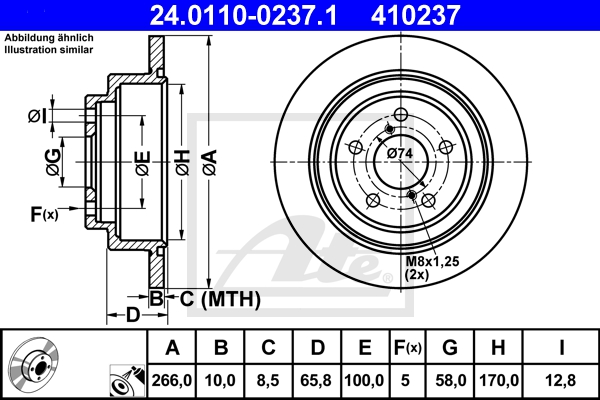 ATE Bremsensatz, Scheibenbremse sg00000did Hinterachse Voll 277mm 10mm für SUBARU
