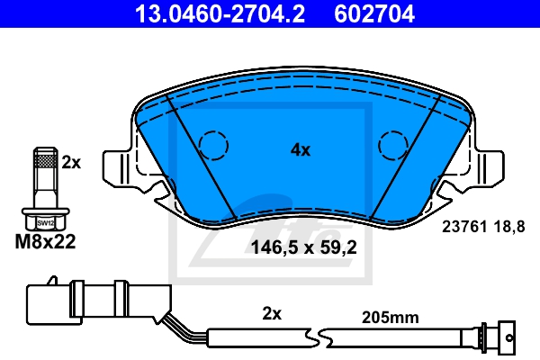 ATE Bremsensatz, Scheibenbremse sg00000dis Hinterachse belüftet 281mm 28mm für FIAT