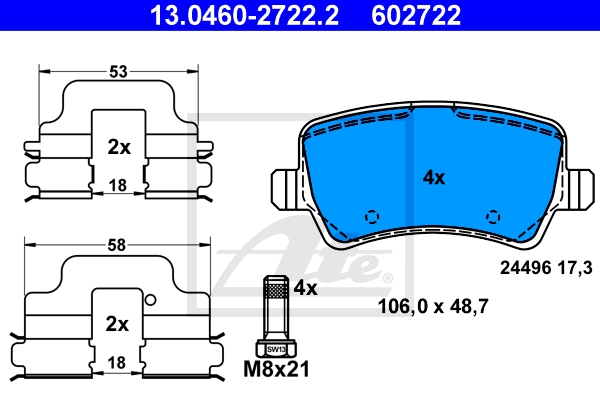 ATE Bremsensatz, Scheibenbremse sg00000diu Hinterachse Voll 336mm 11mm für FORD VOLVO LAND ROVER