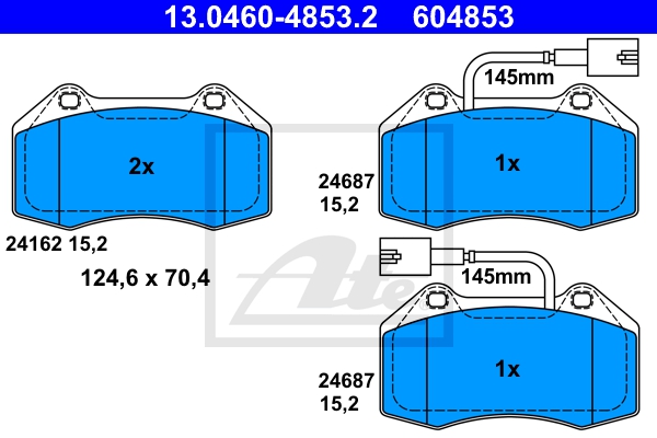 ATE Bremsensatz, Scheibenbremse sg00000dj2 Hinterachse Voll 264mm 10mm für VAUXHALL FIAT JEEP