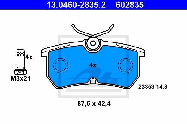 ATE Bremsensatz, Scheibenbremse sg00000dje Hinterachse Voll 253mm 10mm für FORD