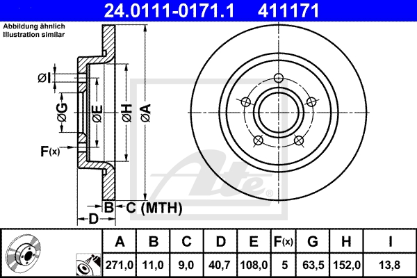 ATE Bremsensatz, Scheibenbremse sg00000dkq Hinterachse Voll 300mm 11mm für VOLVO FORD OPEL VAUXHALL GENERAL MOTORS MAZDA