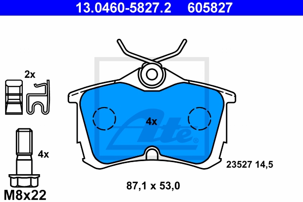 ATE Bremsensatz, Scheibenbremse sg00000dkr Hinterachse Voll 260mm 25mm für HONDA