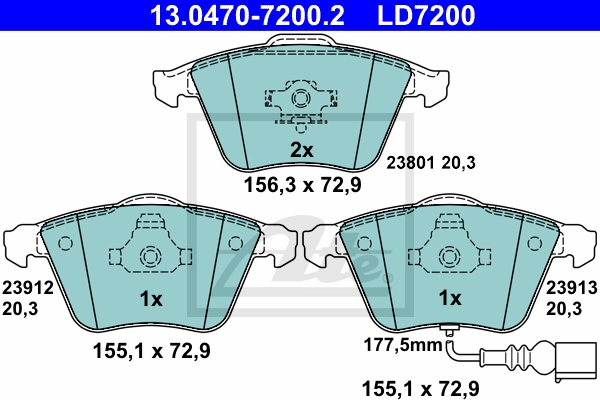 ATE Bremsensatz, Scheibenbremse sg00000dli Vorderachse Voll 253mm 10mm für PEUGEOT CITROËN VAG SKODA SEAT