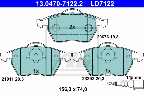 ATE Bremsensatz, Scheibenbremse sg00000dm9 Vorderachse belüftet 230mm 9mm für VAG SEAT SKODA