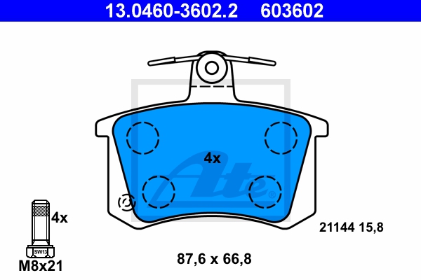 ATE Bremsensatz, Scheibenbremse sg00000dmv Hinterachse Voll 245mm 10mm für VAG
