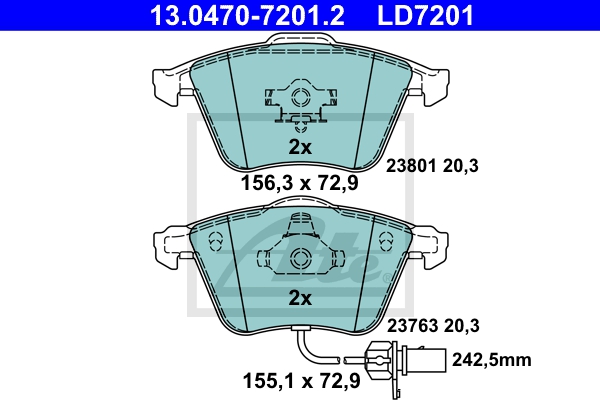 ATE Bremsensatz, Scheibenbremse sg00000dor Vorderachse belüftet 320mm 30mm für VAG SEAT SKODA