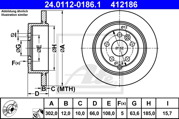 ATE Bremsensatz, Scheibenbremse sg00000dqr Hinterachse Voll 300mm 12mm für FORD VOLVO LAND ROVER
