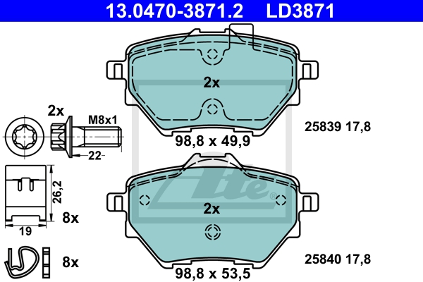 ATE Bremsensatz, Scheibenbremse sg00000dqw Vorderachse Voll 268mm 12mm für CITROËN VAUXHALL PEUGEOT