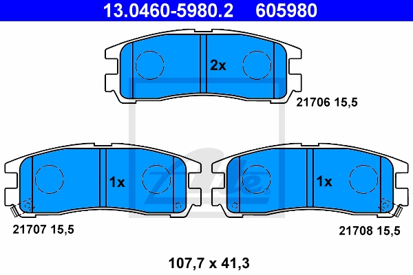 ATE Bremsensatz, Scheibenbremse sg00000dsf Hinterachse Voll 262mm 22mm für MITSUBISHI