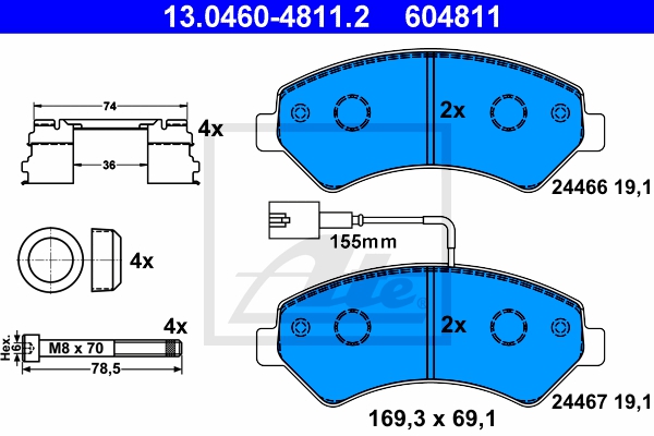 ATE Bremsensatz, Scheibenbremse sg00000dt5 Hinterachse Voll 300mm 16mm für PEUGEOT CITROËN FIAT