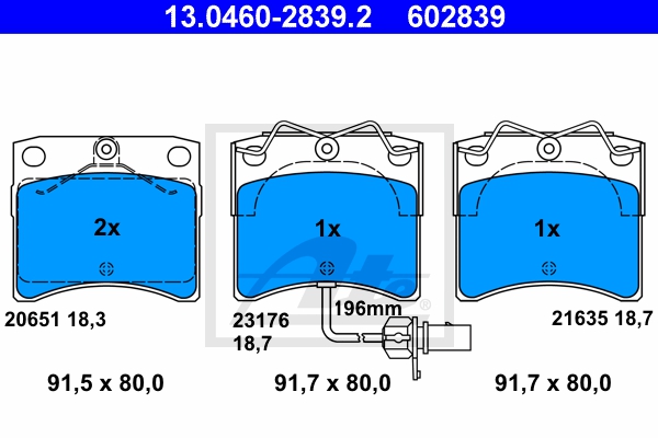 ATE Bremsensatz, Scheibenbremse sg00000dte Hinterachse Voll 294mm 13mm für FORD VAG SEAT