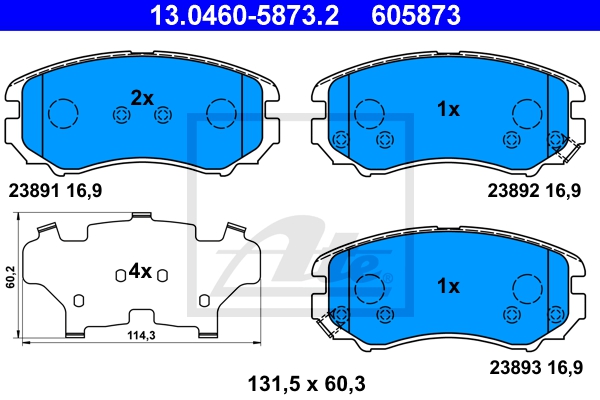 ATE Bremsensatz, Scheibenbremse sg00000dtx Hinterachse Voll 262mm 26mm für HYUNDAI KIA