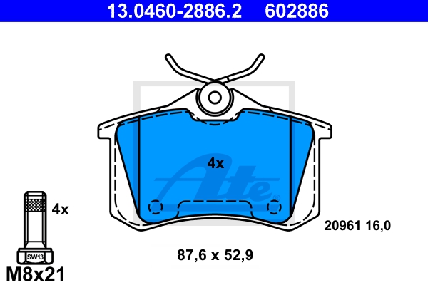 ATE Bremsensatz, Scheibenbremse sg00000duo Hinterachse Voll 288mm 10mm für SEAT VAG SKODA
