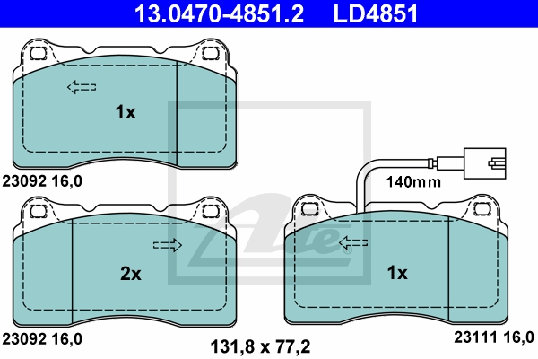 ATE Bremsensatz, Scheibenbremse sg00000dvk Hinterachse Voll 278mm 12mm für FIAT JEEP