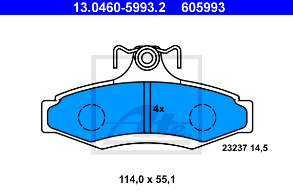 ATE Bremsensatz, Scheibenbremse sg00000dvn Hinterachse Voll 258mm 10mm für DAEWOO CHEVROLET