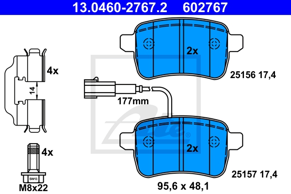 ATE Bremsensatz, Scheibenbremse sg00000dw4 Vorderachse Voll 264mm 10mm für FIAT
