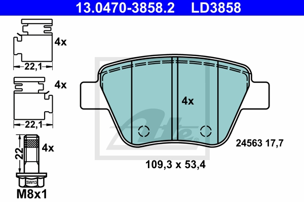 ATE Bremsensatz, Scheibenbremse sg00000dww Vorderachse Voll 272mm 9mm für SEAT SKODA VAG