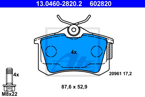 ATE Bremsensatz, Scheibenbremse sg00000dx6 Hinterachse Voll 245mm 10mm für PEUGEOT CITROËN SEAT SKODA VAG