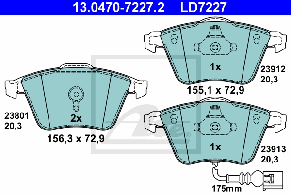 ATE Bremsensatz, Scheibenbremse sg00000dya Hinterachse Voll 253mm 10mm für PEUGEOT CITROËN SKODA VAG SEAT