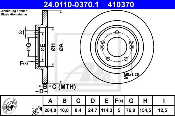 ATE Bremsensatz, Scheibenbremse sg00000dzf Hinterachse Voll 300mm 10mm für KIA HYUNDAI SSANGYONG