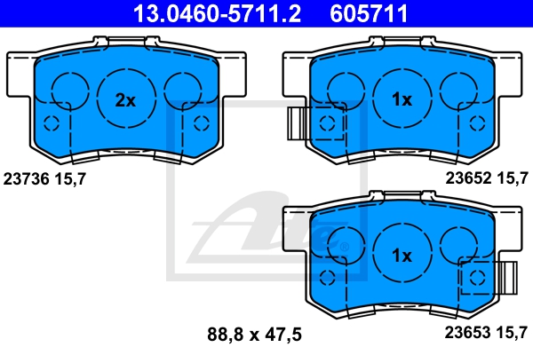ATE Bremsensatz, Scheibenbremse sg00000dzq Hinterachse Voll 282mm 23mm für HONDA