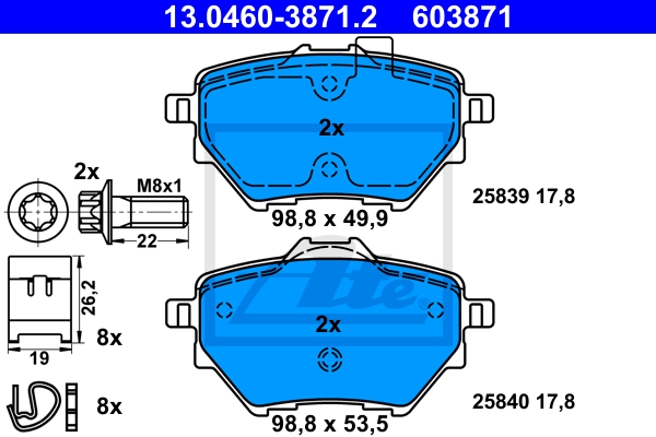 ATE Bremsensatz, Scheibenbremse sg00000e0j Vorderachse Voll 268mm 12mm für CITROËN OPEL PEUGEOT