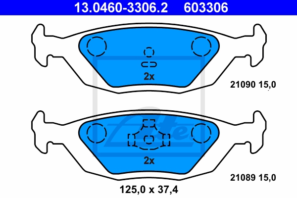ATE Bremsensatz, Scheibenbremse sg00000e24 Hinterachse Voll 228mm 12mm für VOLVO SAAB