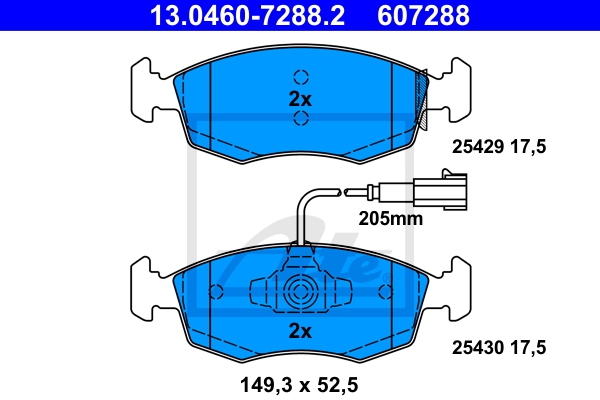 ATE Bremsensatz, Scheibenbremse sg00000e2h Hinterachse Voll 264mm 10mm für OPEL FIAT