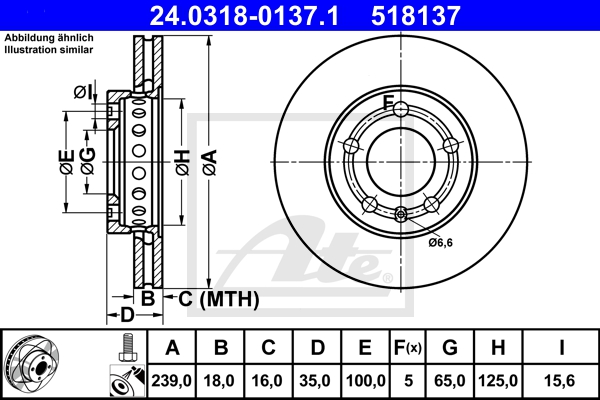ATE Bremsensatz, Scheibenbremse sg00000e2m Hinterachse Voll 239mm 9mm für SEAT SKODA VAG