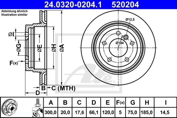 ATE Bremsensatz, Scheibenbremse sizw2n8z91 Hinterachse belüftet 300mm 24mm für BMW