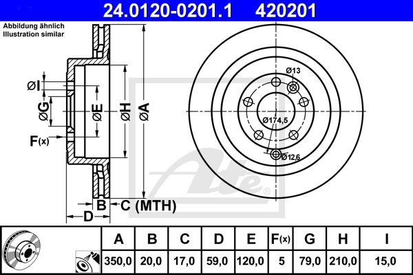 ATE sizw2n94j6 Hinterachse belüftet 360mm 30mm für LAND ROVER
