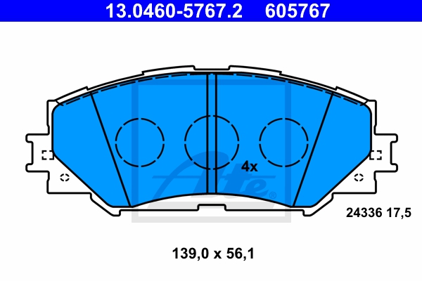ATE Bremsensatz, Scheibenbremse sizw2n95d9 Hinterachse Voll 259mm 9mm für SUBARU TOYOTA LEXUS
