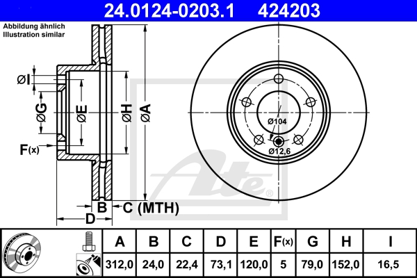 ATE Bremsensatz, Scheibenbremse sizw2n96n9 Hinterachse belüftet 300mm 24mm für BMW