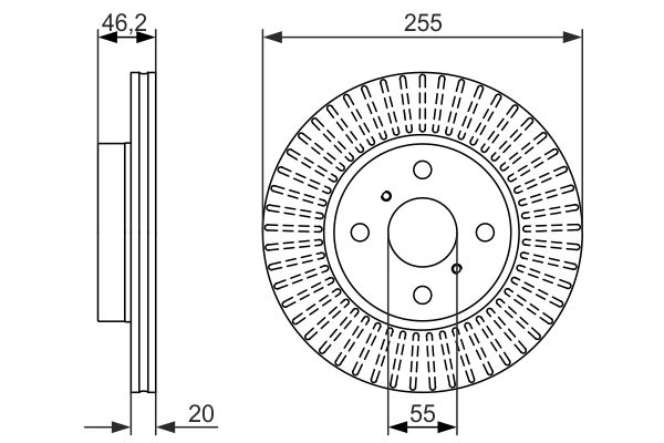 BOSCH Bremsensatz, Scheibenbremse ijf140up06 Vorderachse belüftet 255mm 20mm für TOYOTA