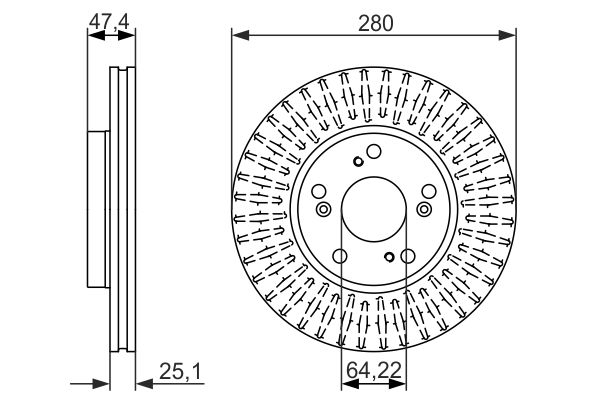BOSCH ijf140waj2 Vorderachse belüftet 280mm 25mm für HONDA