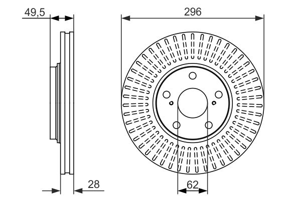 BOSCH Bremsensatz, Scheibenbremse ijf140wrf8 Vorderachse belüftet 296mm 28mm für LEXUS TOYOTA KIA