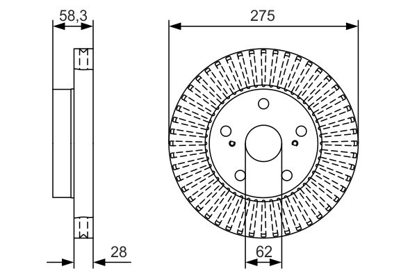 BOSCH Bremsensatz, Scheibenbremse ijf140xa78 Vorderachse belüftet 275mm 28mm für TOYOTA LEXUS