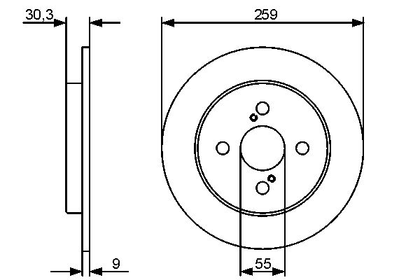 BOSCH Bremsensatz, Scheibenbremse ijf14129w0 Hinterachse Voll 259mm 9mm für PONTIAC TOYOTA LEXUS